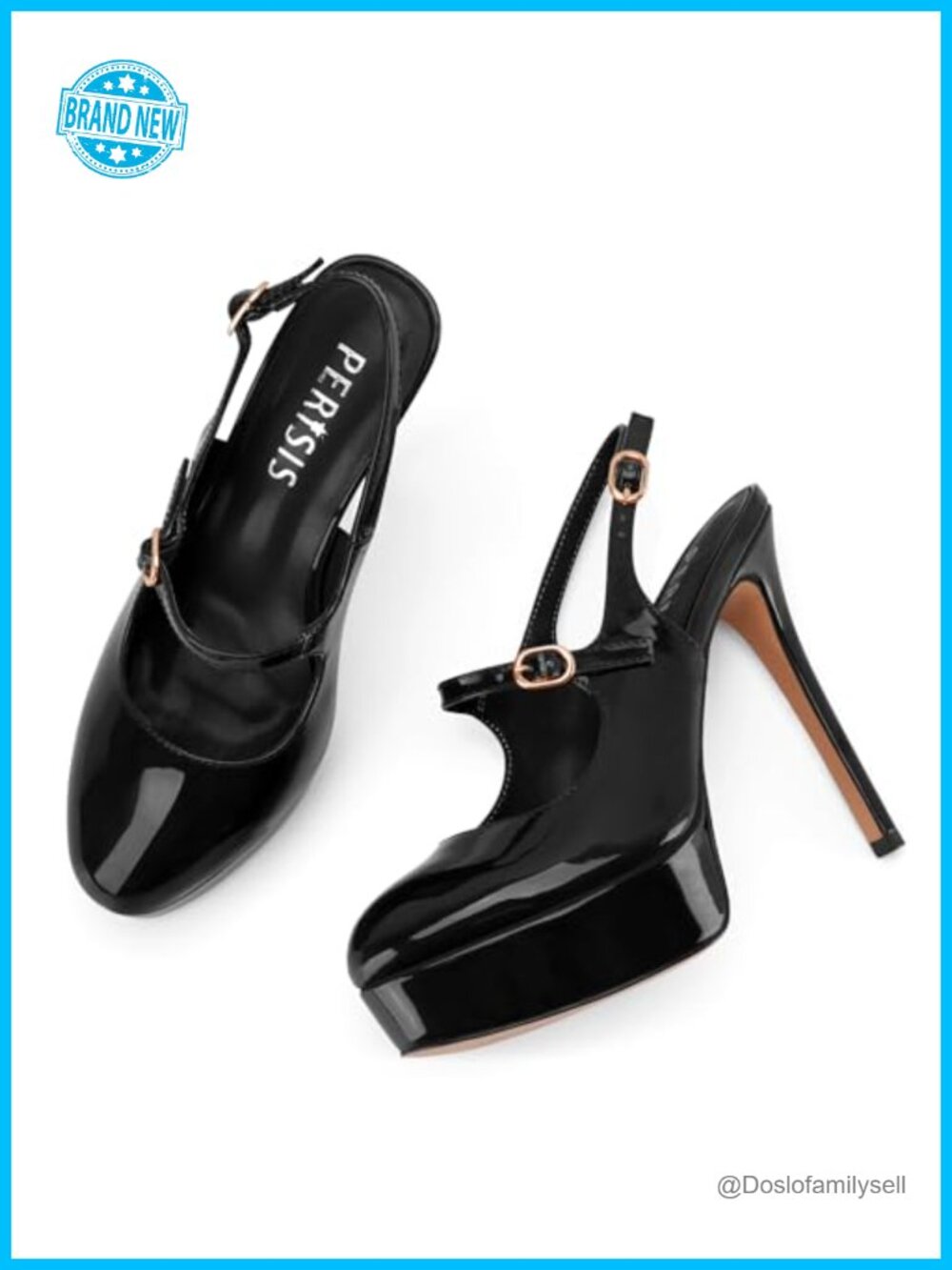 Women's Slingback Platform High Heels Stilettos Closed Toe Pumps Faux Leather